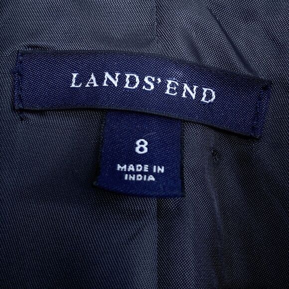 Lands End Wool School Boy Blazer Jacket Gray Metal Crest Buttons Lined Womens 8 - Picture 8 of 9